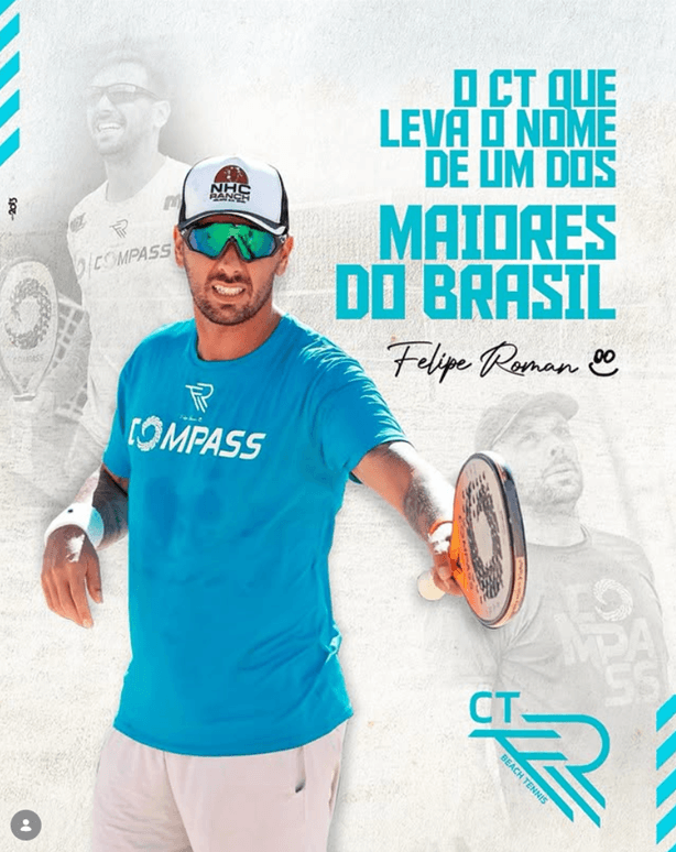 Arte do CT Felipe Roman — o circuito que leva o nome de um dos maiores do beach tênis do Brasil